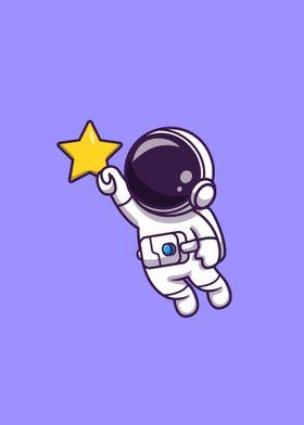 Astronaut flying and star