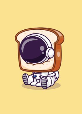 Cute astronaut with bread