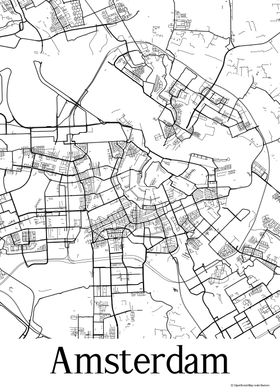 Amsterdam White Map