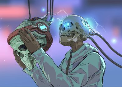 Skull man futuristic