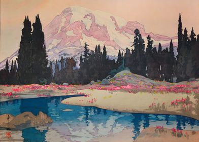 Ukiyo e Mt Rainier 1925