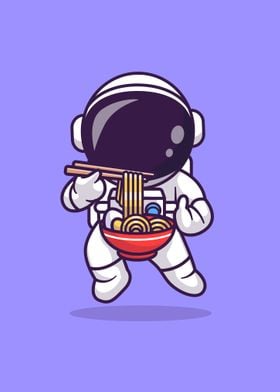 Astronaut eating ramen