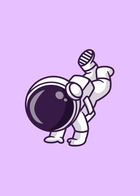 Cute astronaut hand stand