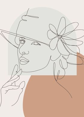 Floral Woman one line art