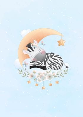 Cute zebra sleeping