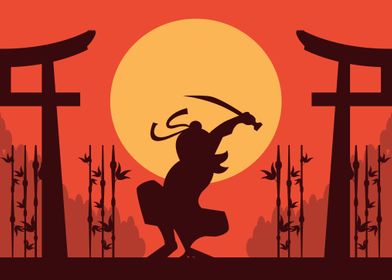 Ninja warrior silhouette