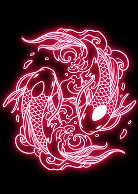 Koi fish neon art