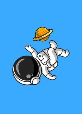 Astronaut playing soccer