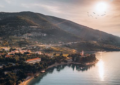 Adriatic island at sunset