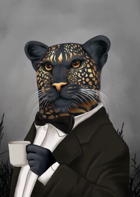 leopard with coffee