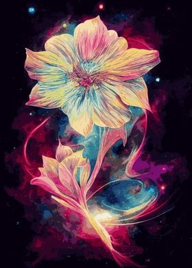 Celestial Space Flower Art