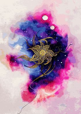 Space Watercolor Flower