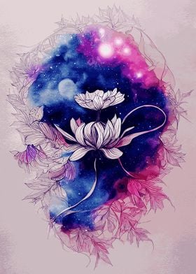 Watercolor Flower Galaxy