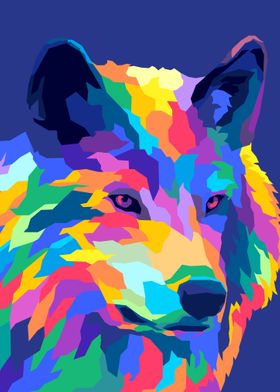 wolf pop art portrait