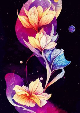 Galaxy Flower Painting