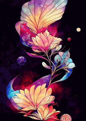 Space Flower Galaxy Art