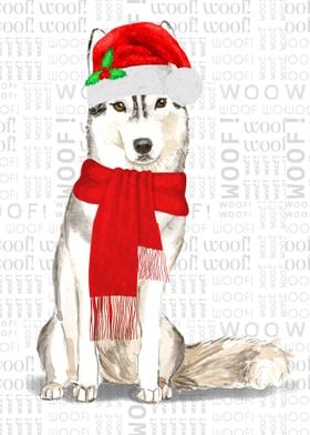 Christmas Siberian Husky