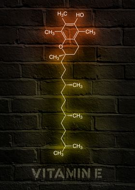 Vitamin E neon molecule