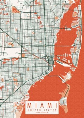 Miami City Map Bohemian