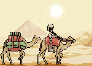 Pixel art desert travel