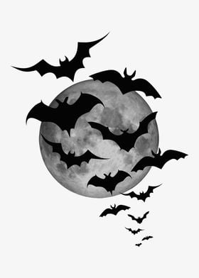 Bat Grey Moon Black Bats