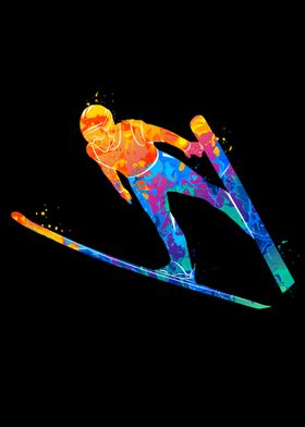 Abstract jumping skier