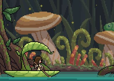 Pixel art fantasy forest