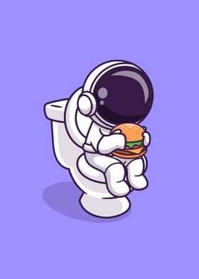 astronaut eating burger