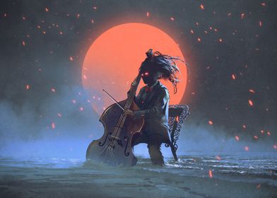 playing the cello