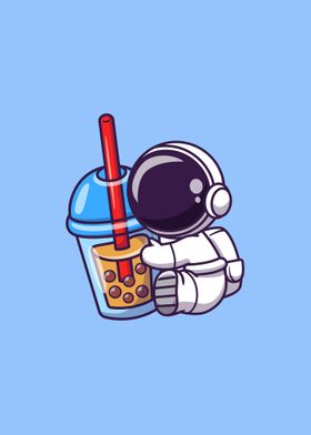 astronaut boba milk tea