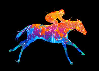 racing horse with jockey