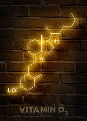 Vitamin D3 neon molecule