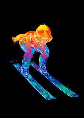 Abstract jumping skier