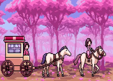 Pixel art pink forest