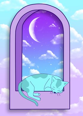 sleeping cat in the sky