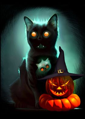Vampire Cat and Pumpkin