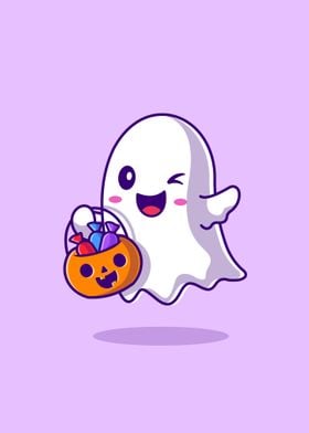 Cute ghost holding