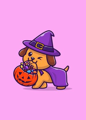 Dog bring pumpkin