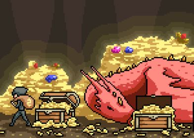 Pixel art dragon treasure