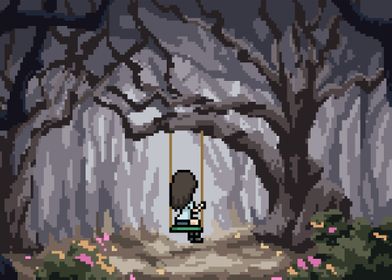 Pixel art forest girl