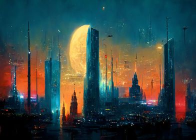 Sun setting in cyberpunk