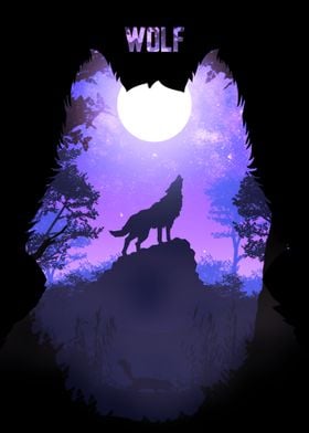 Wolf at night 02