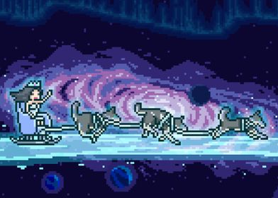 Pixel art galaxy travel