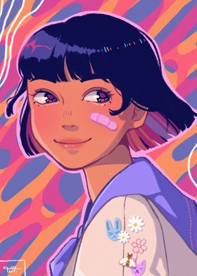 retro anime portrait