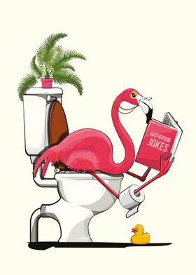 Flamingo on Toilet