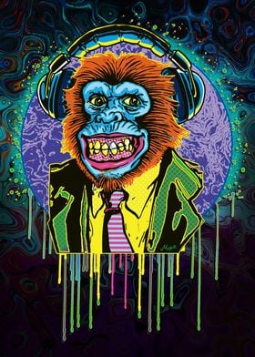 Psychedelic Chimp in Suit