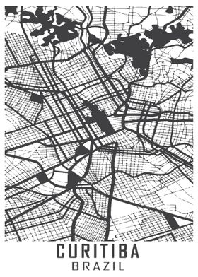 Curitiba Brazil City Map