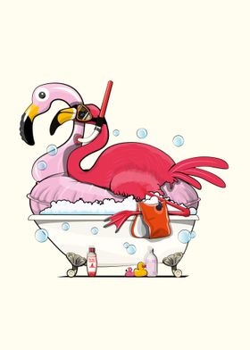 Flamingo in the bath