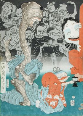 Ukiyo e Ghost House Fox