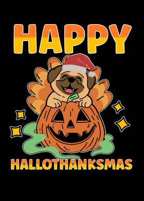 Hallothanksmas Pug Pumkin